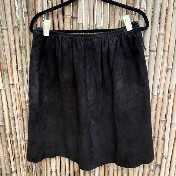 Ralph Lauren Collection purple label  100% Suede Midi Flare Skirt sz 8 old money - Picture 3 of 8